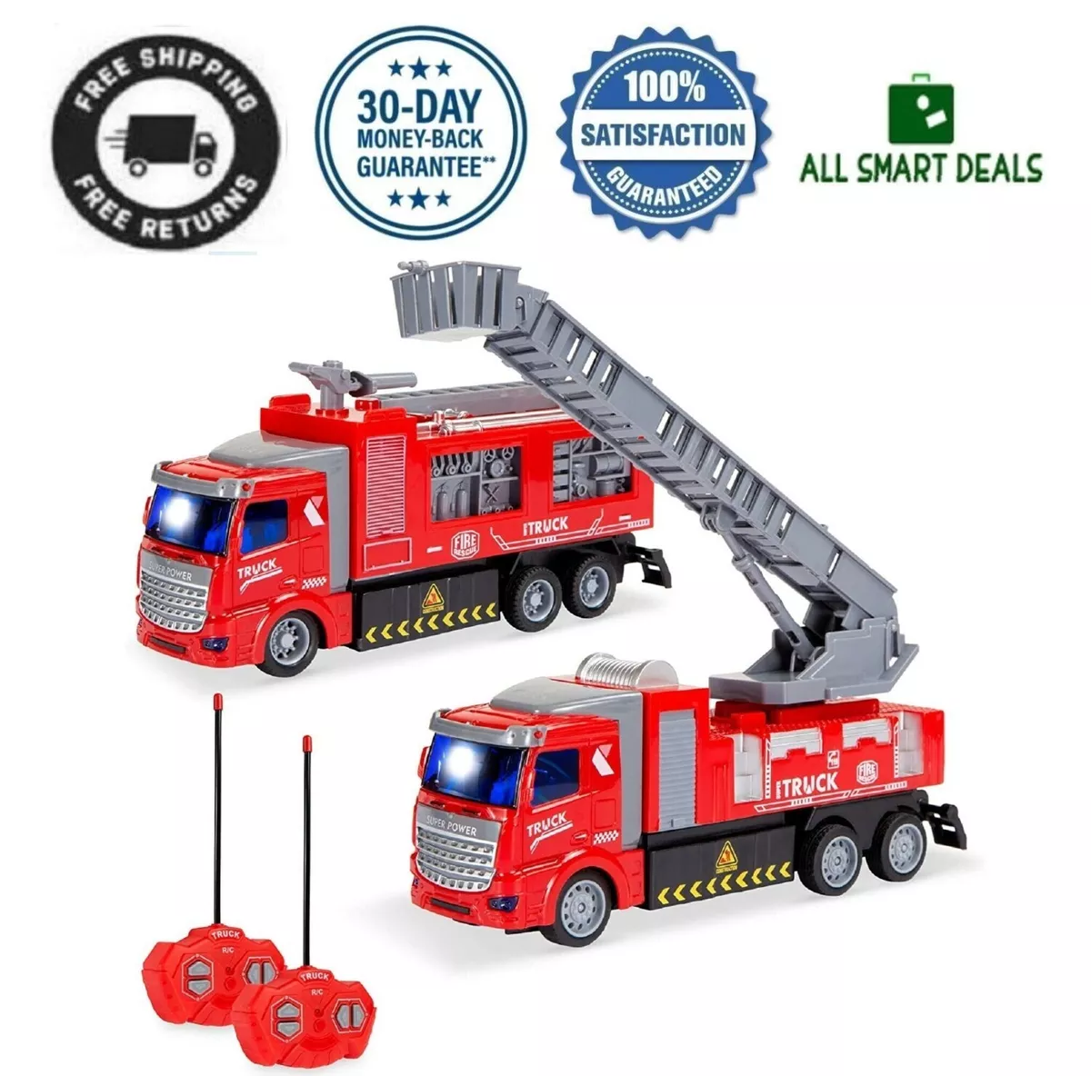 llegada Todavía Libro Camion Bombero Y Grua Juguetes A Control Remoto Para Niños Set 2 En 1 De  Regalo | eBay