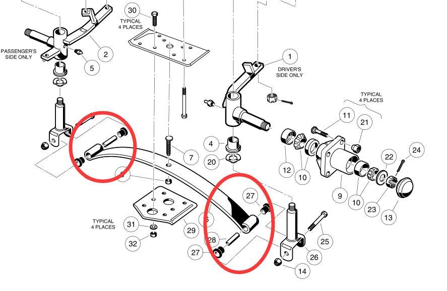 Club Car DS 1976-UP Golf Cart Front and Rear Golf Cart Leaf Spring
