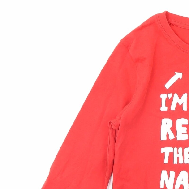 Nutmeg Boys Red Cotton Blend Basic T-Shirt Size 11 Years Round Neck - christmas image 6