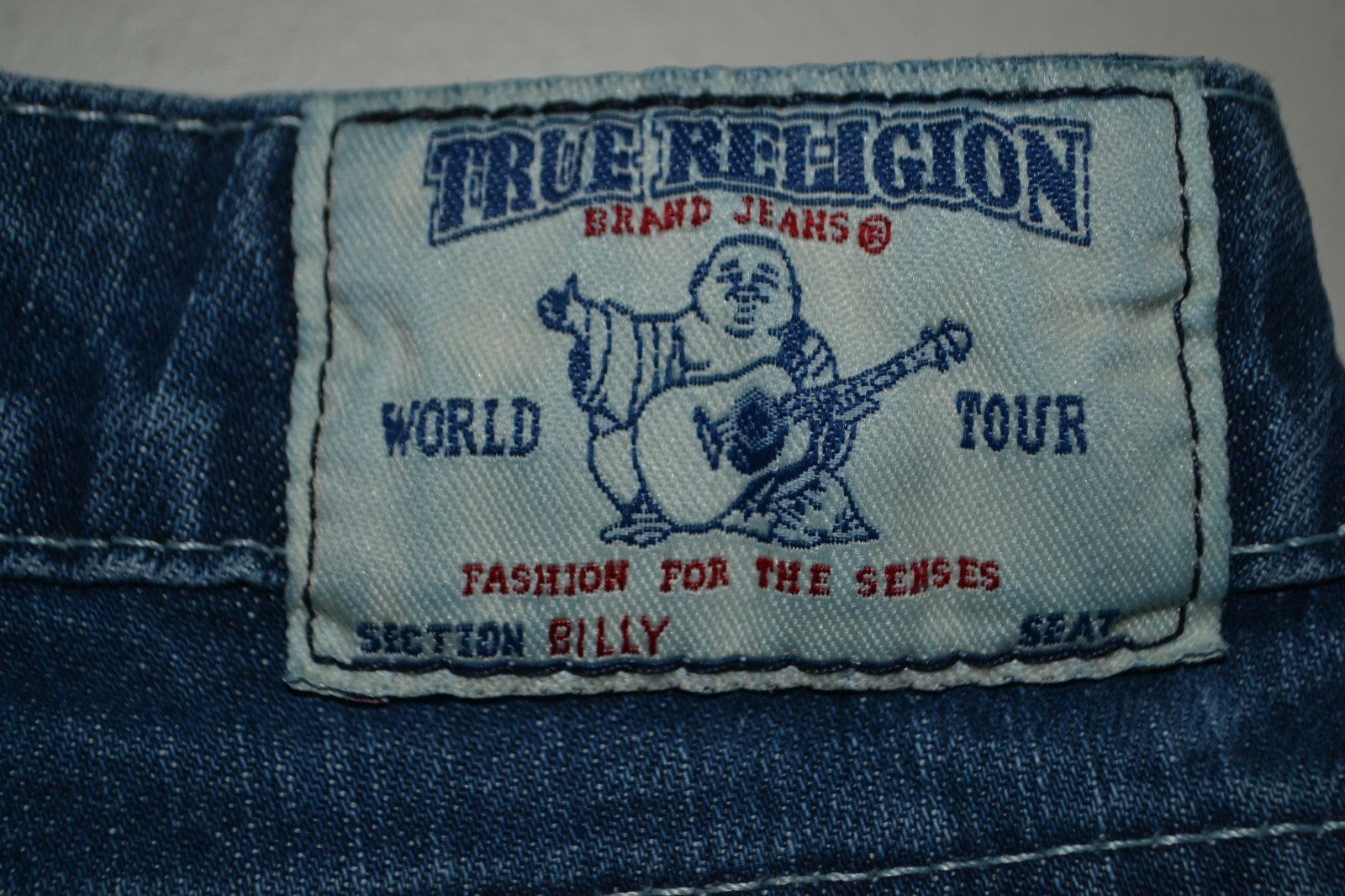 True Religion Women's Billy Straight Pocket Flaps w/gems Blue Jeans Sz 31x31 thumbnail 3