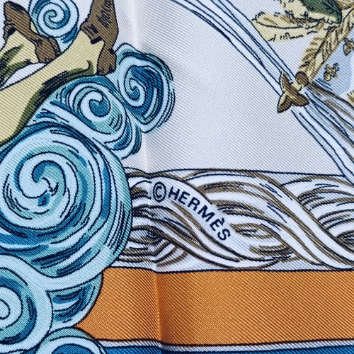 Hermes "Au FIL de la SOIE" Carre 90 Silk 100% Scarf Vintage Rare - Picture 12 of 18