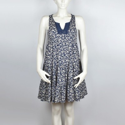RALPH LAUREN Tank Dress Sundress Sleeveless Navy Floral Cotton Jersey Sz XL (16)