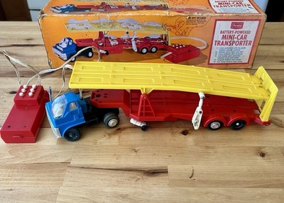 VTG Sears Battery Powered Remote MINI CAR TRANSPORTER #495804 Plastic In Box