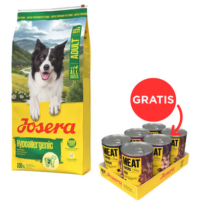 JOSERA Hypoallergenic Adult hunde 12,5kg + JOSERA Meat Lovers Pure 6x400g GRATIS