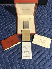 S.T. Dupont Vintage Line D Lighter Silver Plated Horizontal Lines Original Paris
