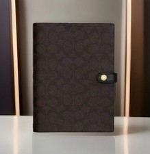   NEW Coach Signature Notebook   Journal    Planner Refillable Walnut Black CCP97