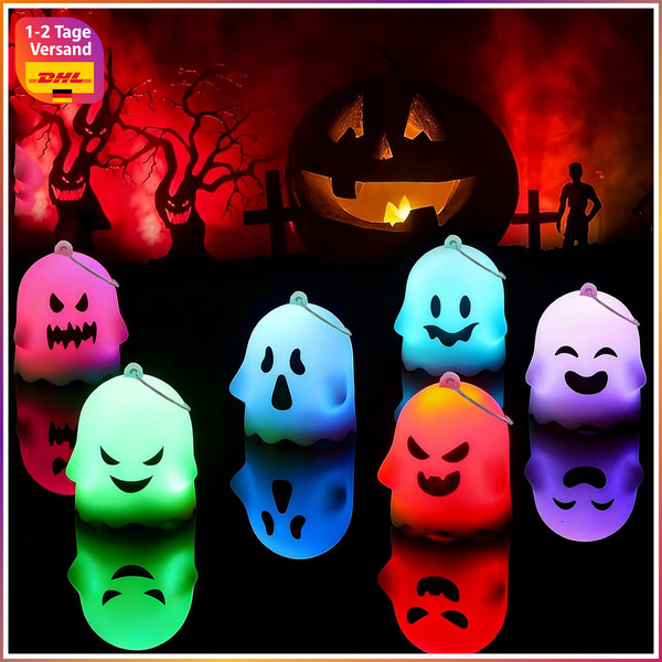 LED Halloween Deko Geister 6 StüCk Innen AußEn Tischdeko Farbwechsel Party-image