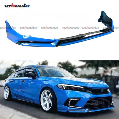 For 2022-24 11th Honda Civic Yofer V3 Style Boost Blue Front Bumper Lip Splitter