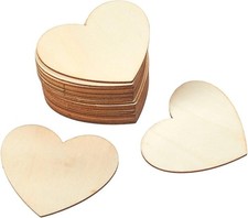 24PCS Unfinished Wooden Heart Cutouts 3.1x3.5" Smooth Plywood for DIY Crafts Dec