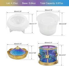 Storage Box Resin Molds, Carousel Jar Silicone Moulds with Lid, Jar Epoxy Mol...