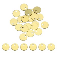 20pcs Brass Round Stamping Blank DIY Label Tags 6mmx1mm Single Side Hole