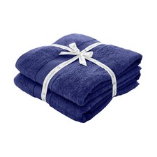 Image of Catherine Lansfield Anti Bacterial Soft & Absorbent Cotton Bath Sheet Pair Navy