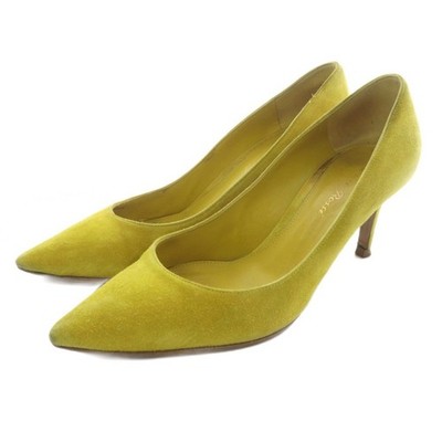 Gianvito Rossi High Heels Women's Size 37.5 Yellow Suede