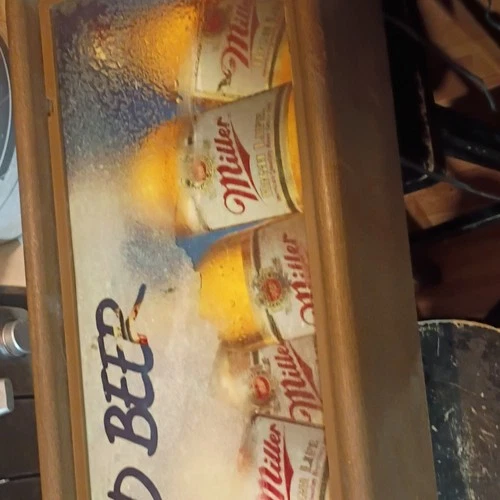 Miller Beer Sign Breweriana Collectible Cold Beer Cans Vintage Bar Decor