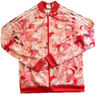 Adidas Track running Jacket Girls 13-14y L Pink Floral full zip
