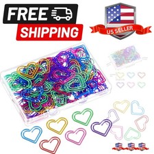 105 Pieces Colorful Paper Clips Metal Heart Shaped Cute Fancy Multicolor Smal...