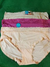 Lot Of 3 Vanity Fair Women's Flattering Lace Hi cut Panties Nylon- Sz 12