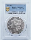 1892-CC Morgan Silver Dollar PCGS Genuine Cleaned AU Detail Gold Shield - T185