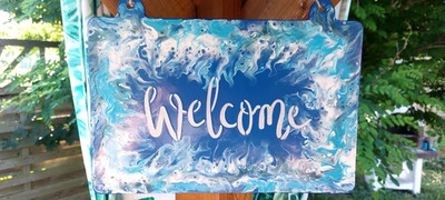 Türschild WELCOME* Holzschild handbemalt *Deko * 32cm x 21cm * Beidseitig bemalt