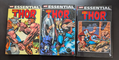 Essential Thor Vol 2 3 5 TPB Lot Marvel Essentials B&W OOP Silver Age