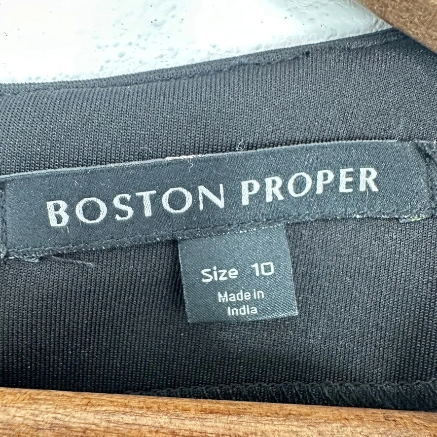 Vestido de fiesta Boston Proper negro perla estrás adornado manga transparente 10 nuevo con etiquetas Foto 4 de 4