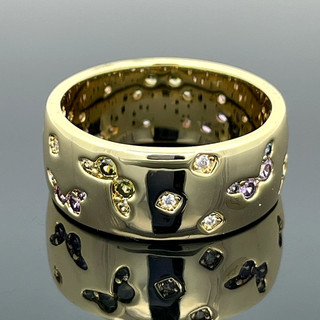 RING GR. 19 (CA.60) GELBVERGOLDET MIT MULTI ZIRKONIA SCHMUCKJAGD