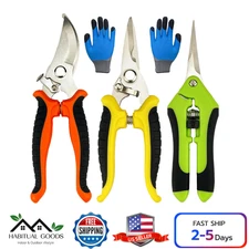 4 Pack Garden Shears with Gardening gloves Clippers Handheld Stainless Steel