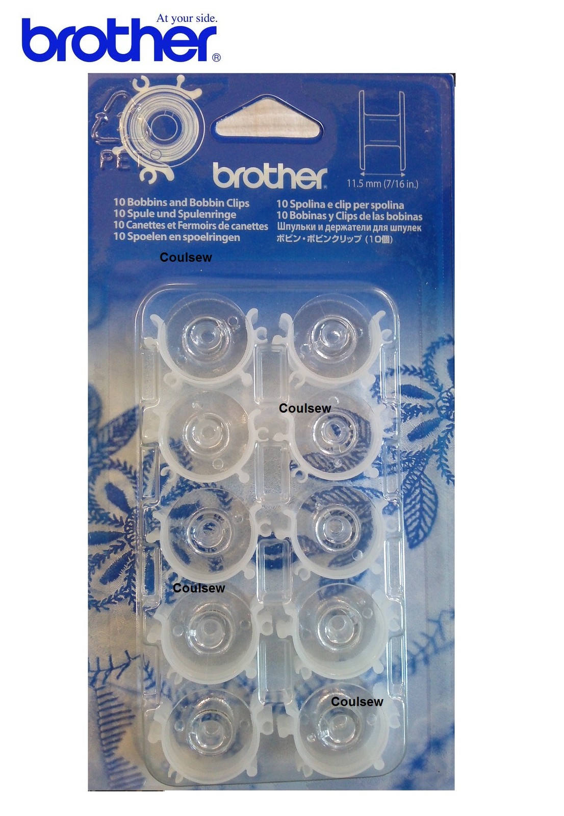 Genuine BROTHER SEWING MACHINE BOBBINS x10 with CLIPS Size 11.5 Deep