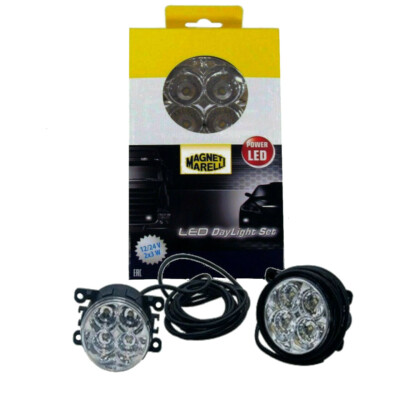 LED 2 x daytime running light front left and right round 90 mm 12/24V DRL Magneti Marelli