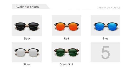 Kingseven Polarisierte Holz Sonnenbrille UV400 Retro Halbrand Brille Herren - Bild 11 von 30