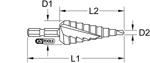 KS TOOLS 1/4" HSS-TiN Stufenbohrer-Bit,Ø 4-30mm, 14 Stufen - Bild 3 von 3