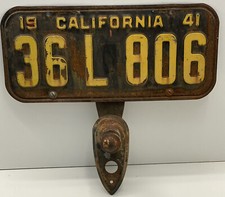 Vintage Oem 1941-46 Chevrolet Trunk Deck Lid License Plate Bracket Light Plate