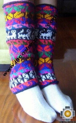 Alpaca Leg Warmers Huancavelica totally handmade from the Andes, free shipping
