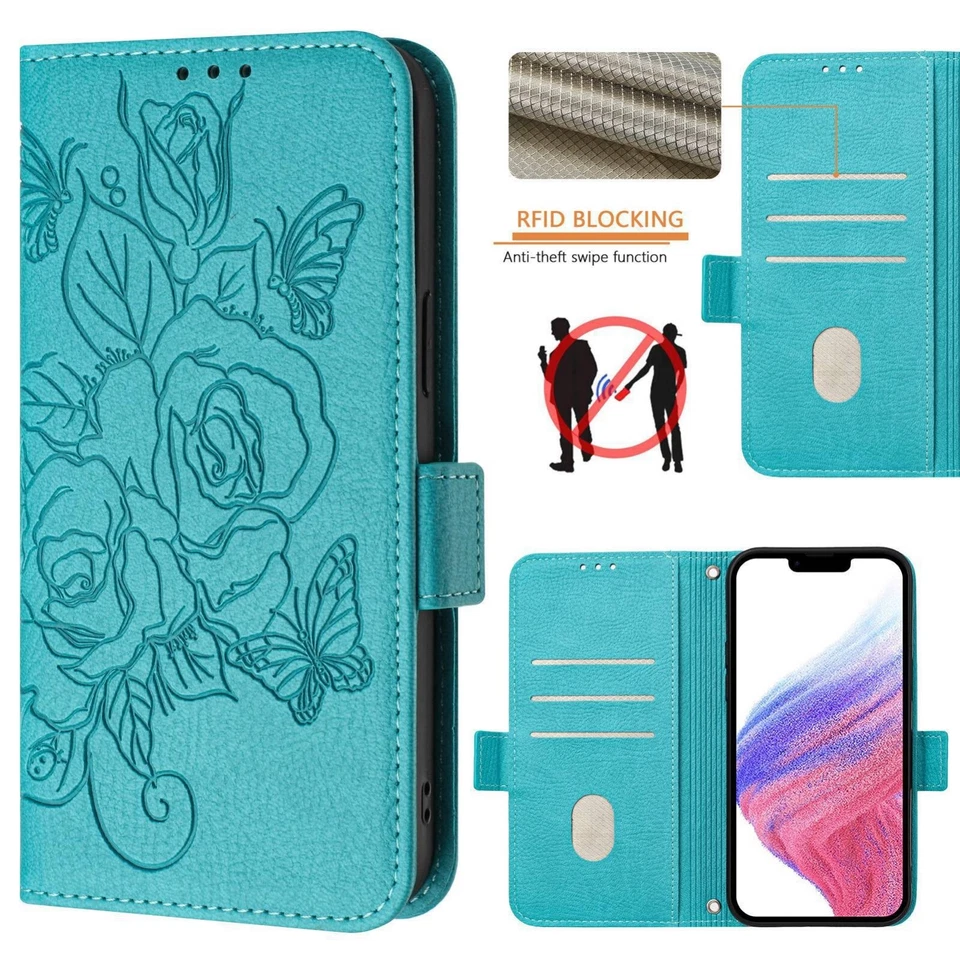 For Samsung Galaxy Note 20 Ultra 10+ Rose Pattern Flip Card Wallet Phone Case - Image 4 of 4