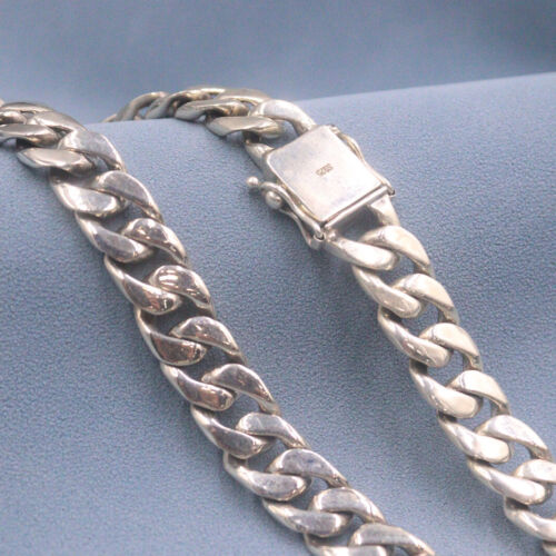 Real S925 Sterling Silver Chain Men 12mm Wider Cuban Curb Link Necklace 22inch L - 第 1/7 張圖片
