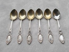 *RAR* Seltenes Set 6 Mokkal&ouml;ffel im Jugendstil 84 Zolotnik / 875er Silber 1910