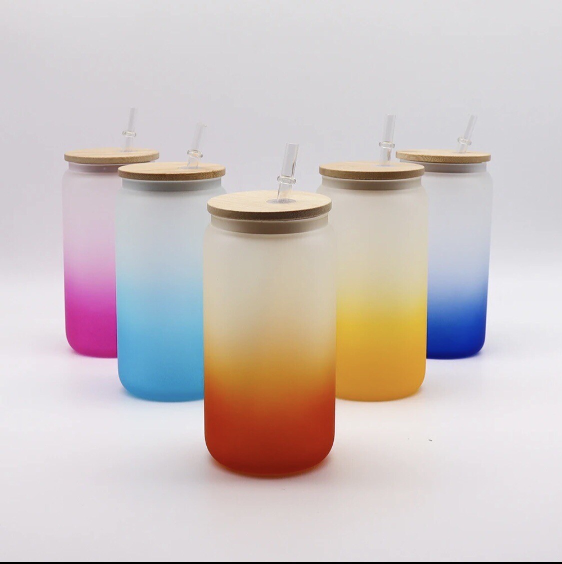 Beer Can Frosted Glass with Lid and Straw, Iced Coffee Cup 16oz, Soda Glass Can