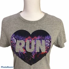 Adidas Womans Tee Shirt Size Medium Grey Short Sleeve  Run 