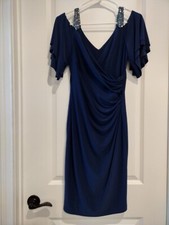 RALPH LAUREN Women's navy blue bodycon wrap midi dress - size 4