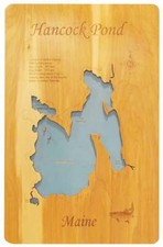 Hancock Pond, ME - Laser Cut Wood Map  Wall Art  Made to Order