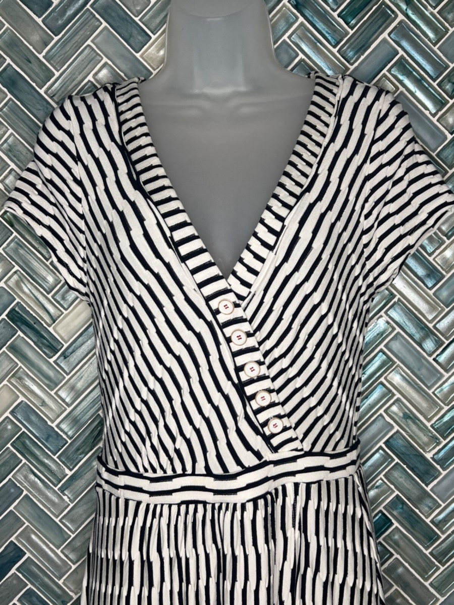 MAEVE ANTHROPOLOGIE PALADINO BLUE WHITE STRIPED KNIT FAUX