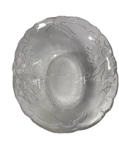 Christmas Holiday Pattern OVAL SERVING BOWL Frosted Glass Centerpiece Display 