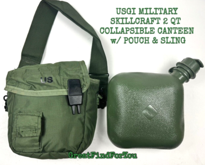 Bottiglia Da Comodino NEW U.S MILITARY 2 QT QUART COLLAPSIBLE CANTEEN MINT COVER STRAP NBC LID CAP Container Marittimo - Foto 7