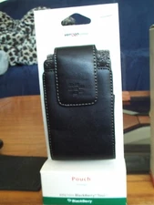 BLACK LEATHER CASE COVER SWIVEL BELT CLIP HOLSTER for BLACKBERRY CELL PHONE