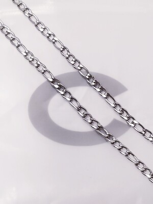 Cernucci 3mm Figaro Chain - White Gold Plated 16'' - 18'' Adjustable