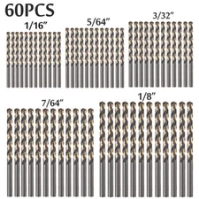 60pcs 1/16~1/8 Inch Twist Drill Bits Black and Gold Finish Metal drill HSS