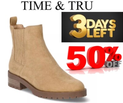 Time and Tru Women's SIZE 10 Lug Chelsea Boots Color Camel