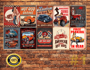 Job Lot 10 X Metal Tin Sign Wall Plaque Vintage Garage Hot Rod