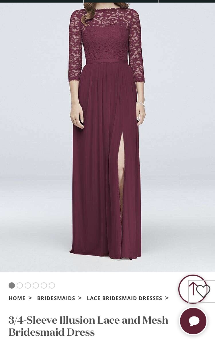 David's Bridal Bridesmaid Dress 3/4 Length Sleeve Wine Size 6 Great  Condition | eBay