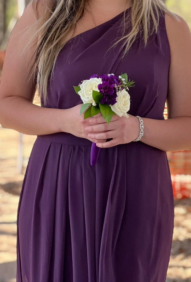 Adrianna Papell One Shoulder drape cocktail Newyears dress women plum size 10 - Image 2 of 4